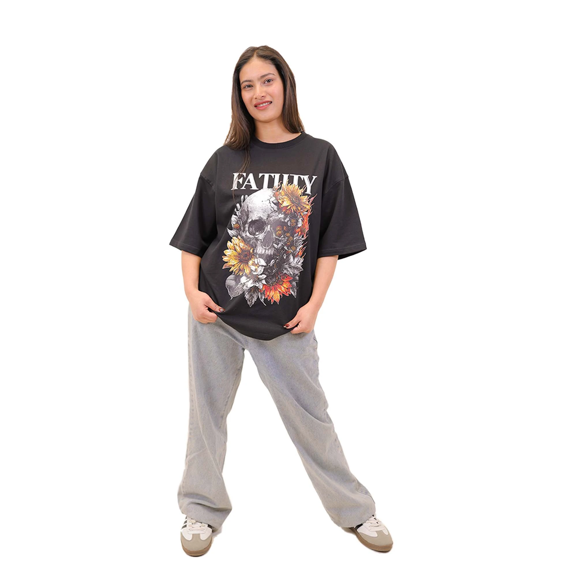 Unisex Oversized Graphic Printed Black T-Shirt – Premium Cotton Casual Streetwear Tee